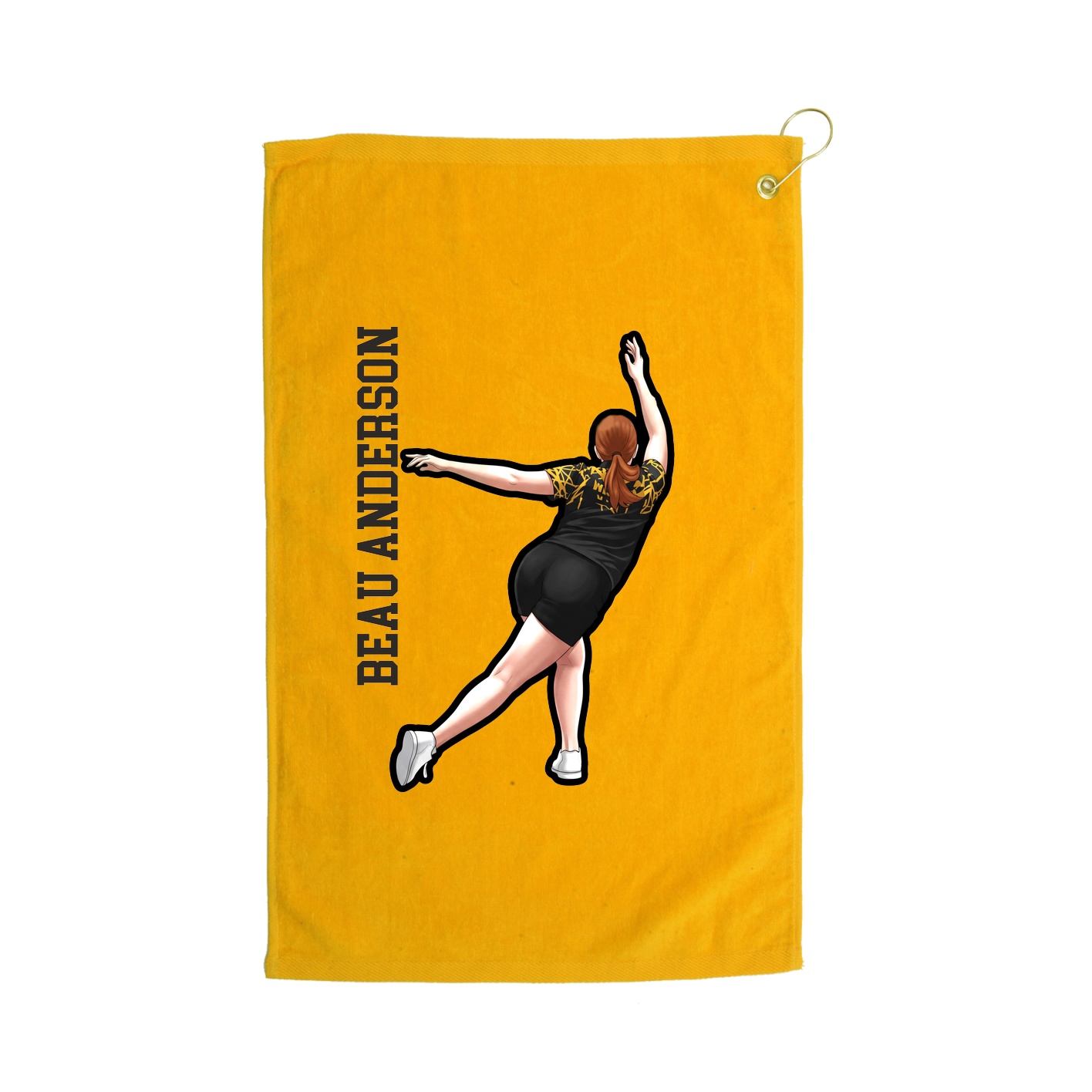 Golf Towel — Name Vertical in Gold