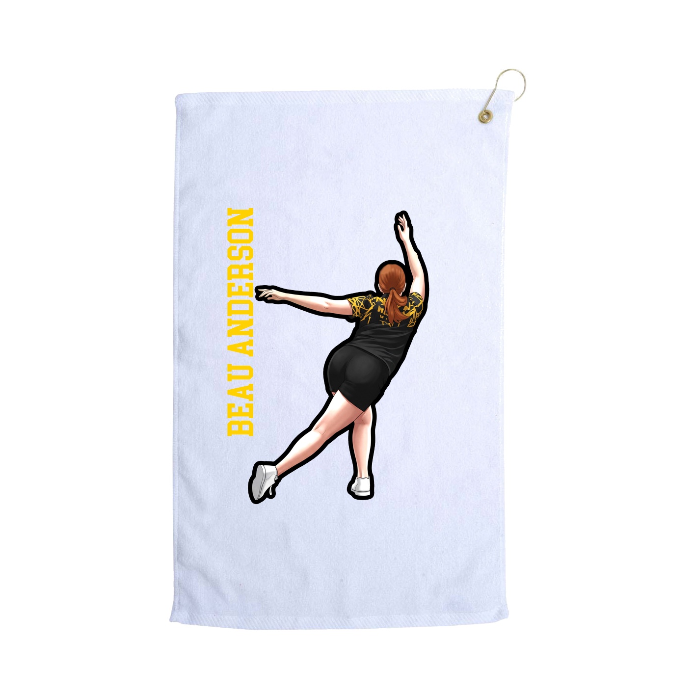 Golf Towel — Name Vertical in White