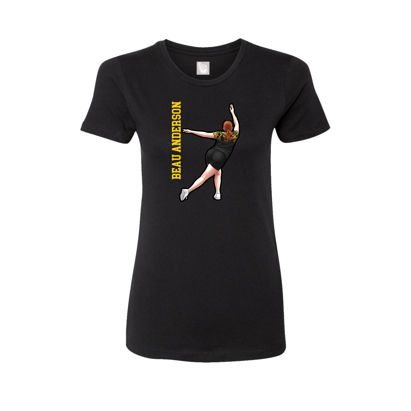 Womens Tee — Name Vertical in Black