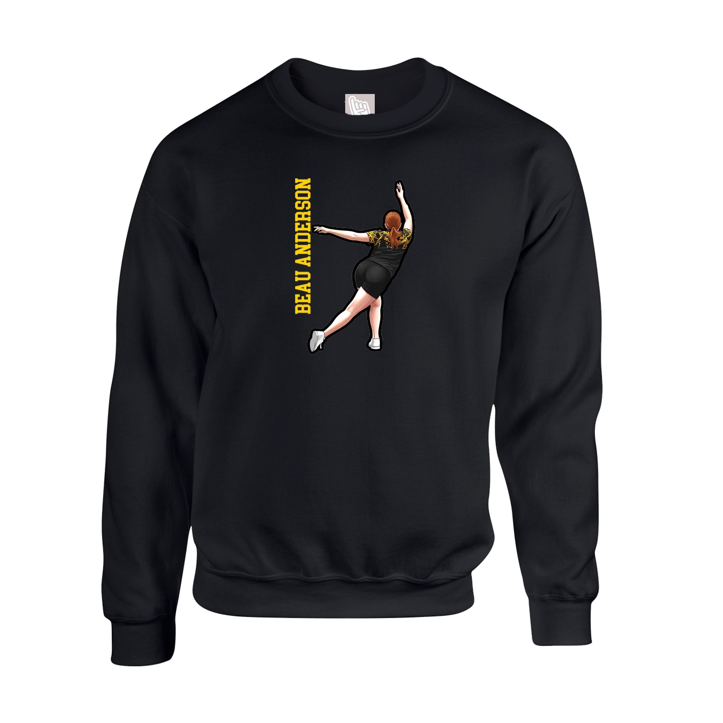 Fleece Crew — Name Vertical in Black
