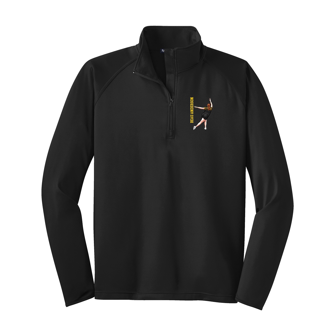 Q-Zip Pullover — Name Vertical in Black