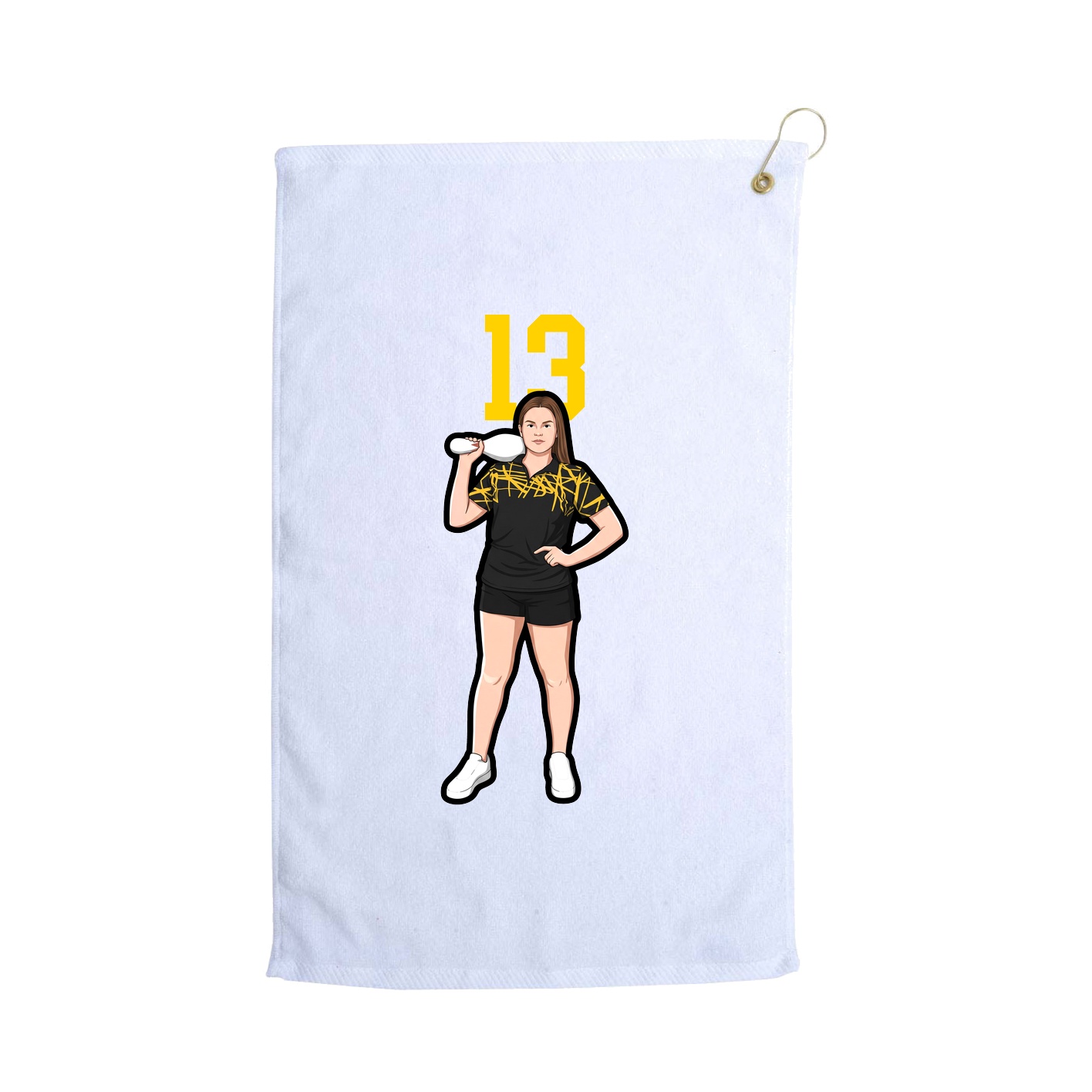 Golf Towel — Number Top in White