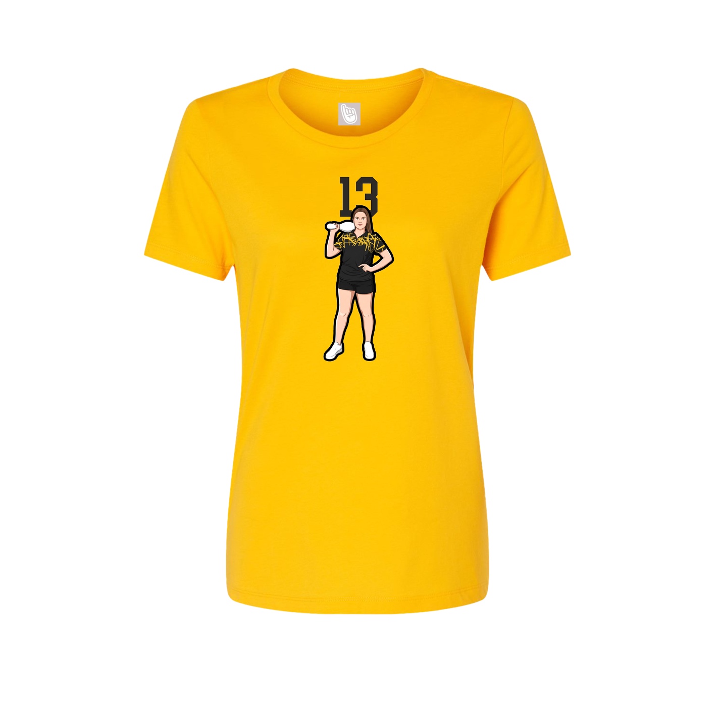 Womens Tee — Number Top in Gold
