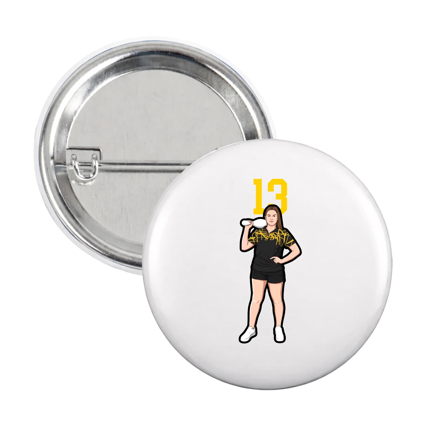 Game Day Button — Number Top in White