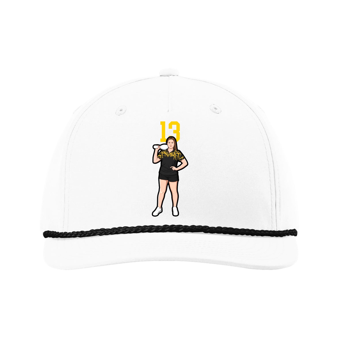 Five-Panel Classic Rope Cap — Number Top in White