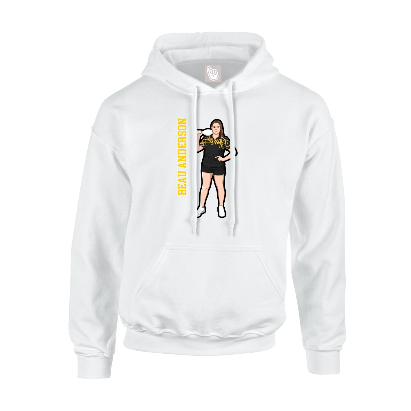 Hoodie — Name Vertical in White