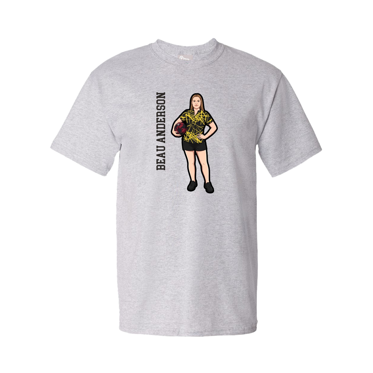 Tee — Name Vertical in Grey