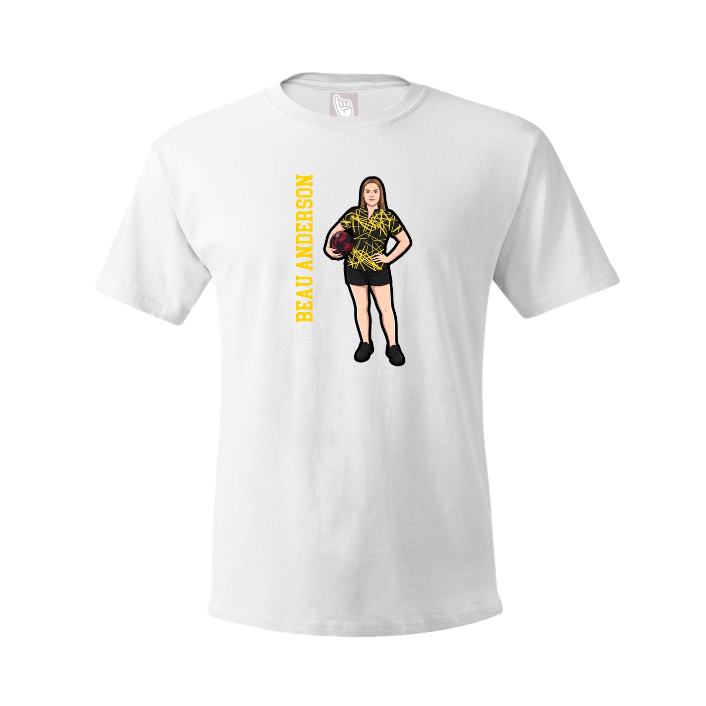 Youth Tee — Name Vertical in White