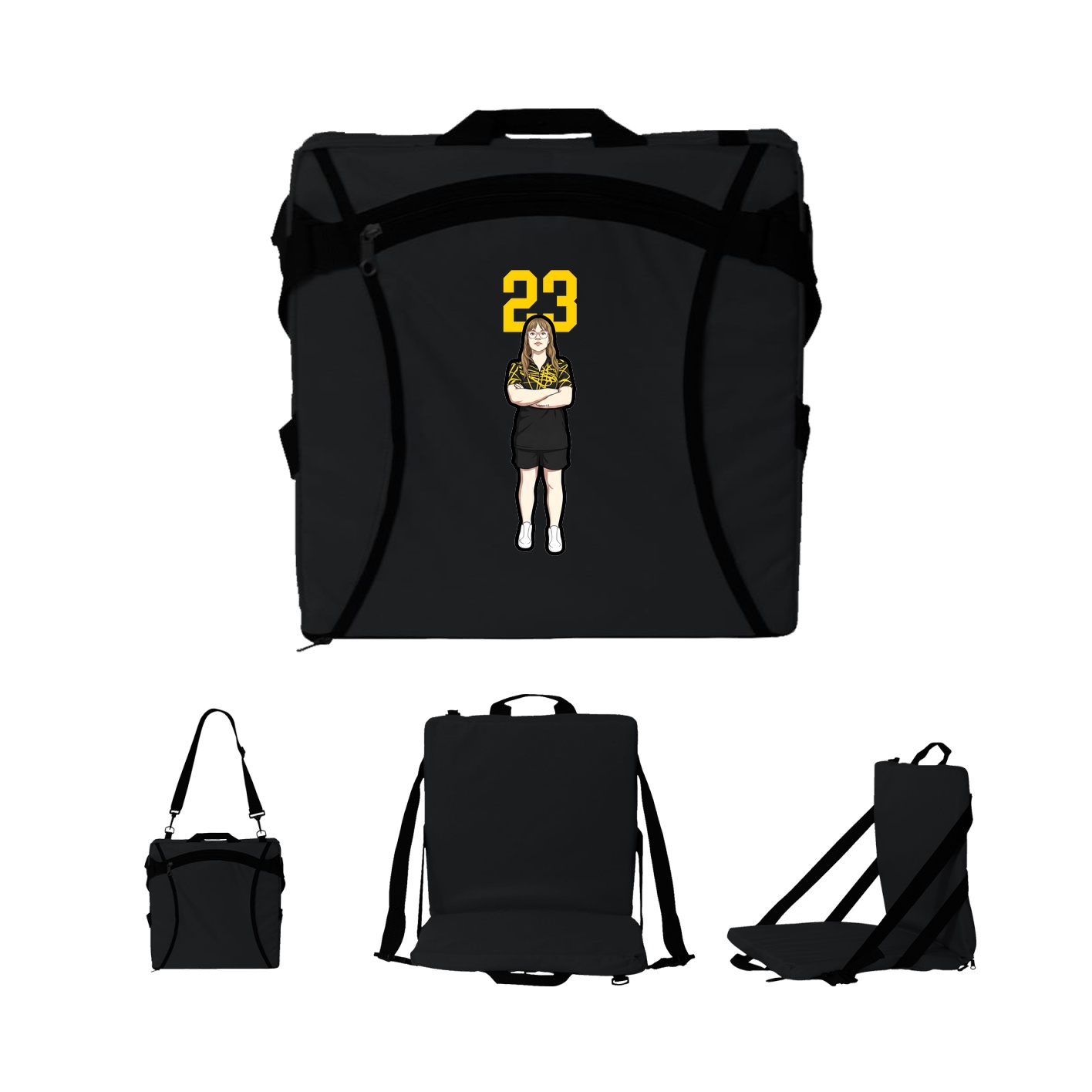 Folding Stadium Seat — Number Top in Black