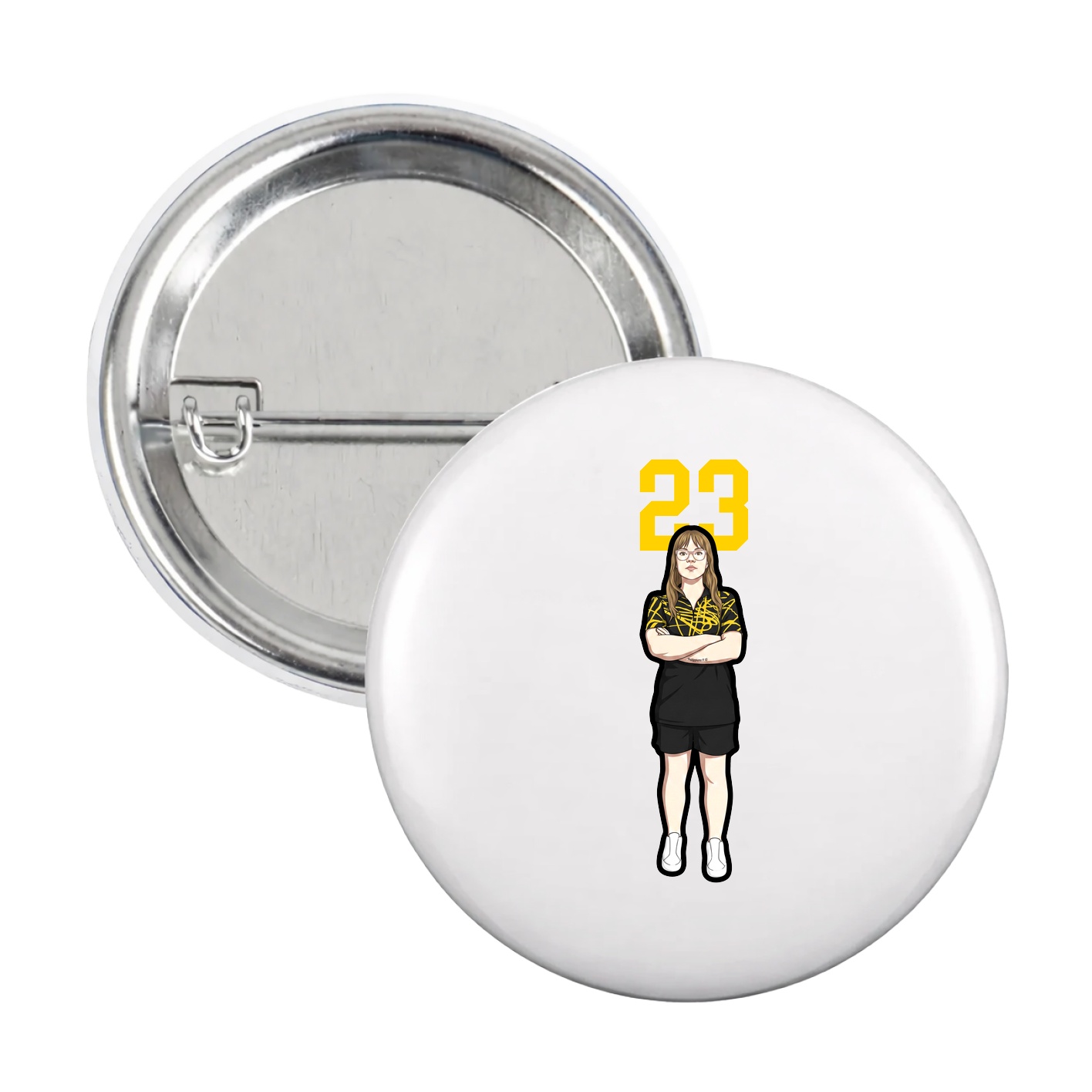 Game Day Button — Number Top in White