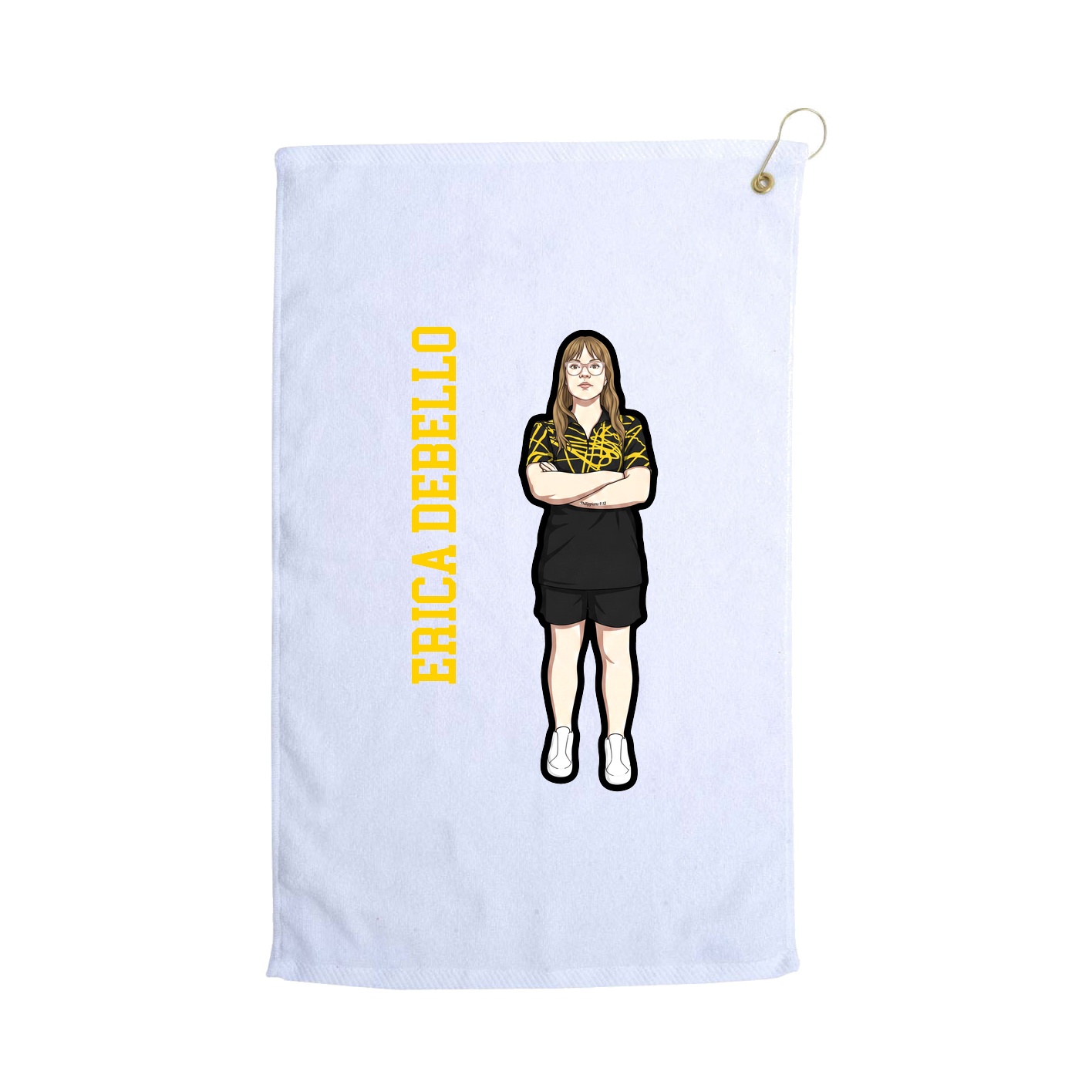 Golf Towel — Name Vertical in White