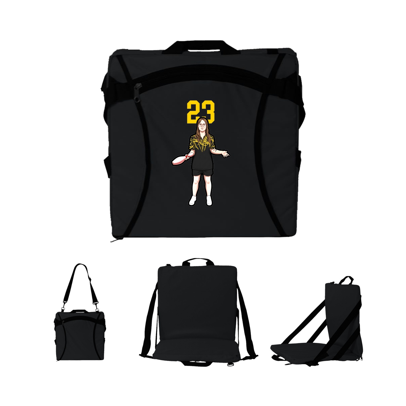 Folding Stadium Seat — Number Top in Black