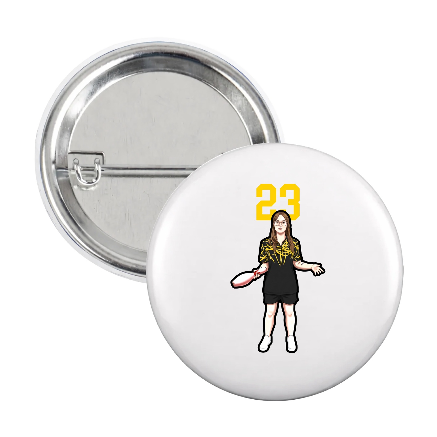 Game Day Button — Number Top in White