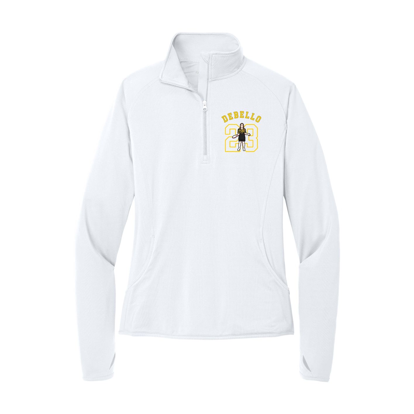 Women's Q-Zip Pullover — Shirsey Arch in White