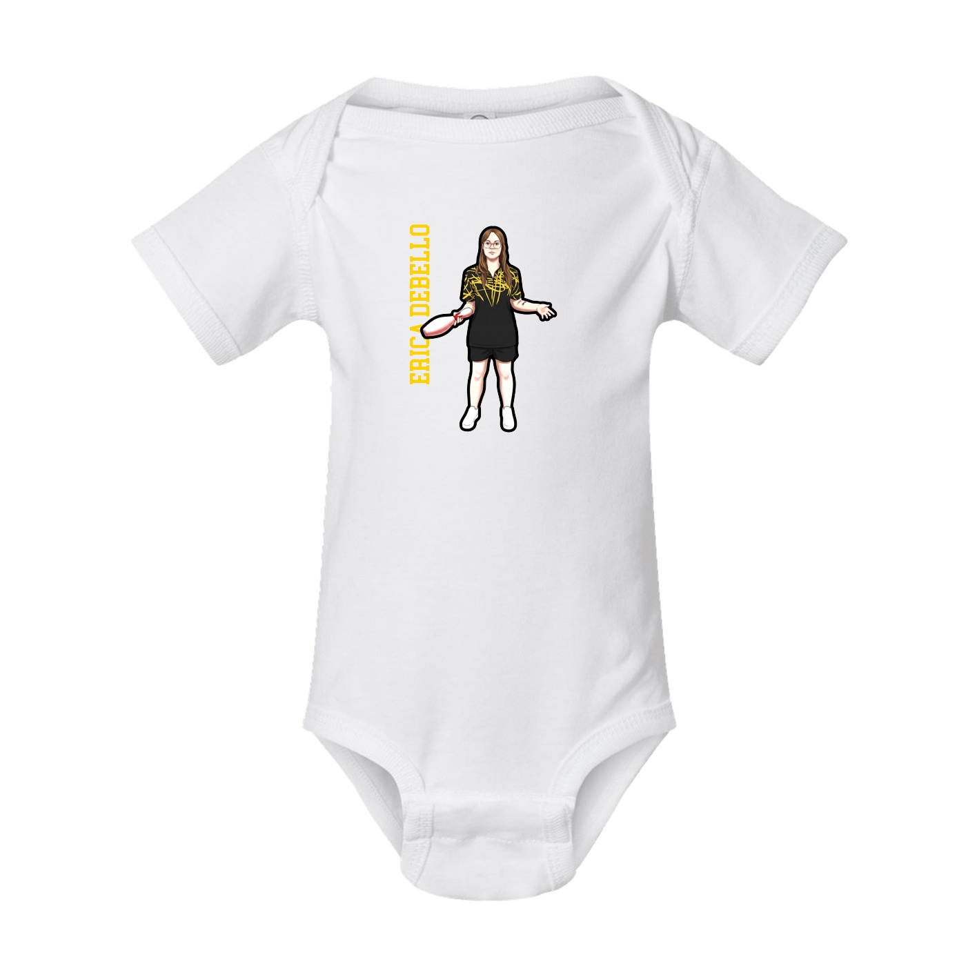 Baby Onesie — Name Vertical in White