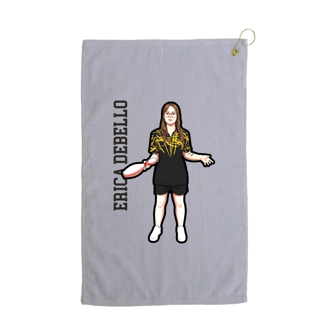 Golf Towel — Name Vertical in Grey