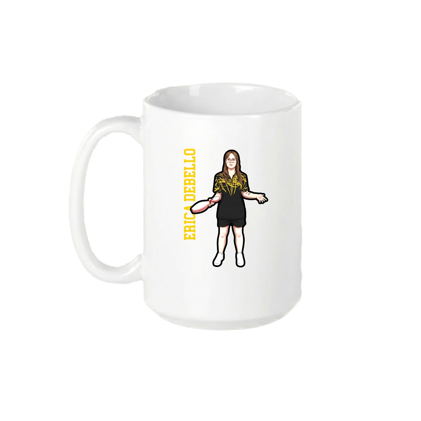 15oz Coffee Mug — Name Vertical in White