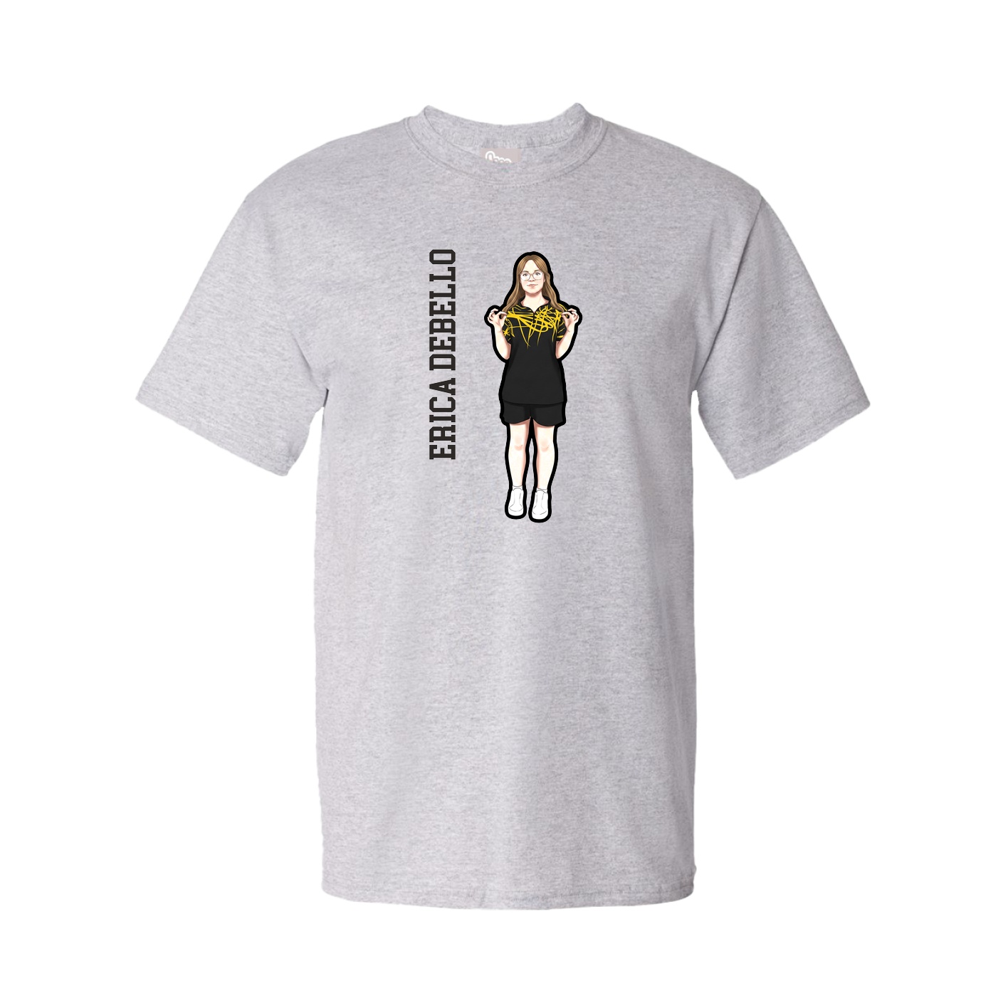 Youth Tee — Name Vertical in Grey