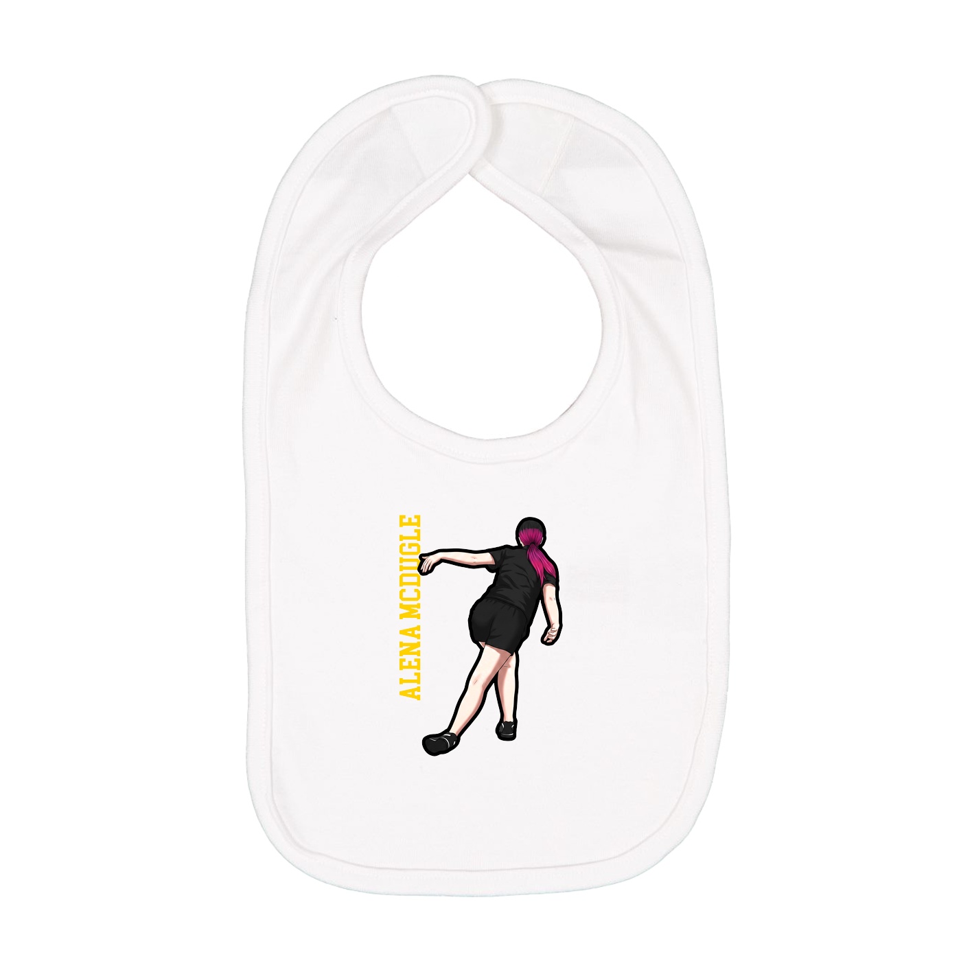 Infant Bib — Name Vertical in White