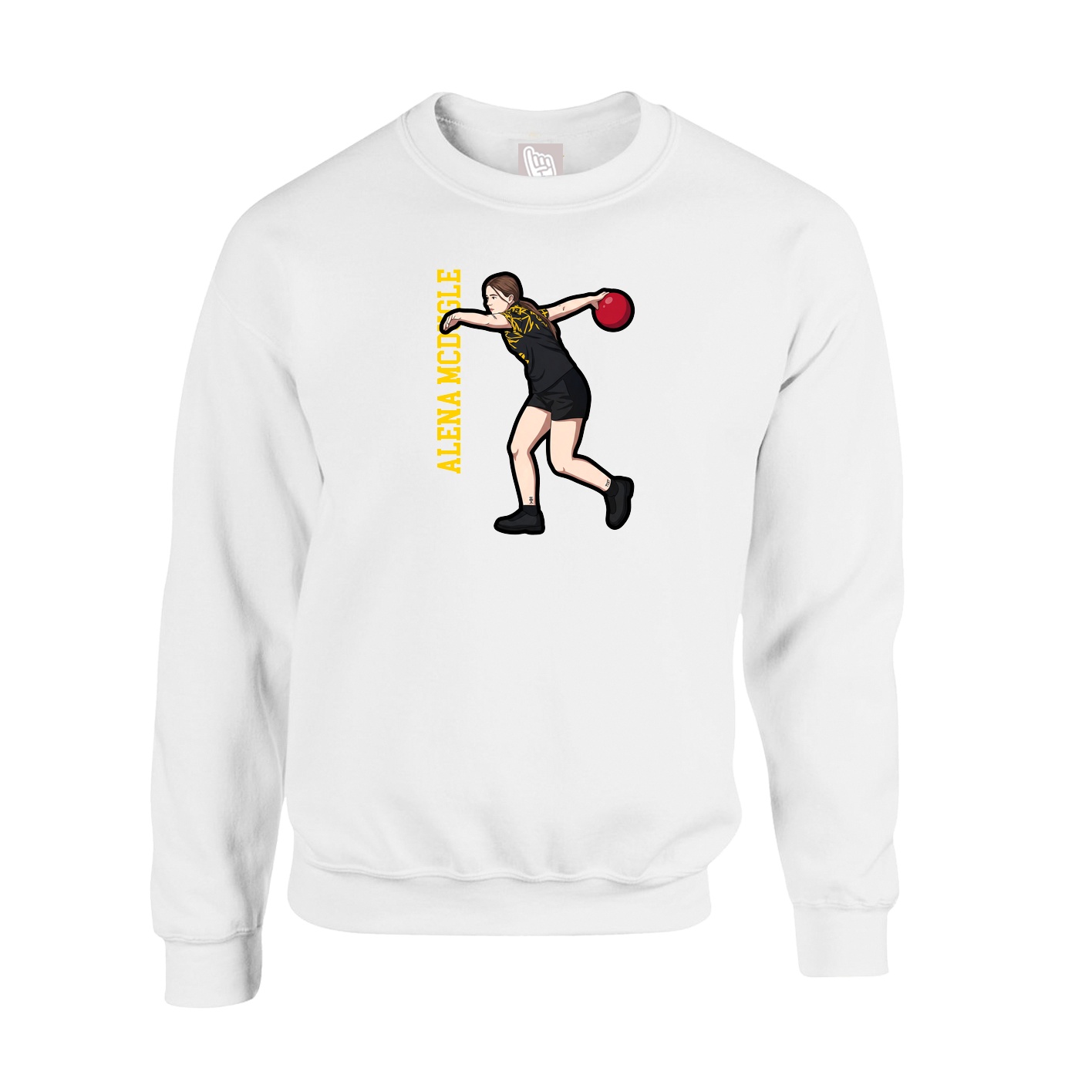Fleece Crew — Name Vertical in White