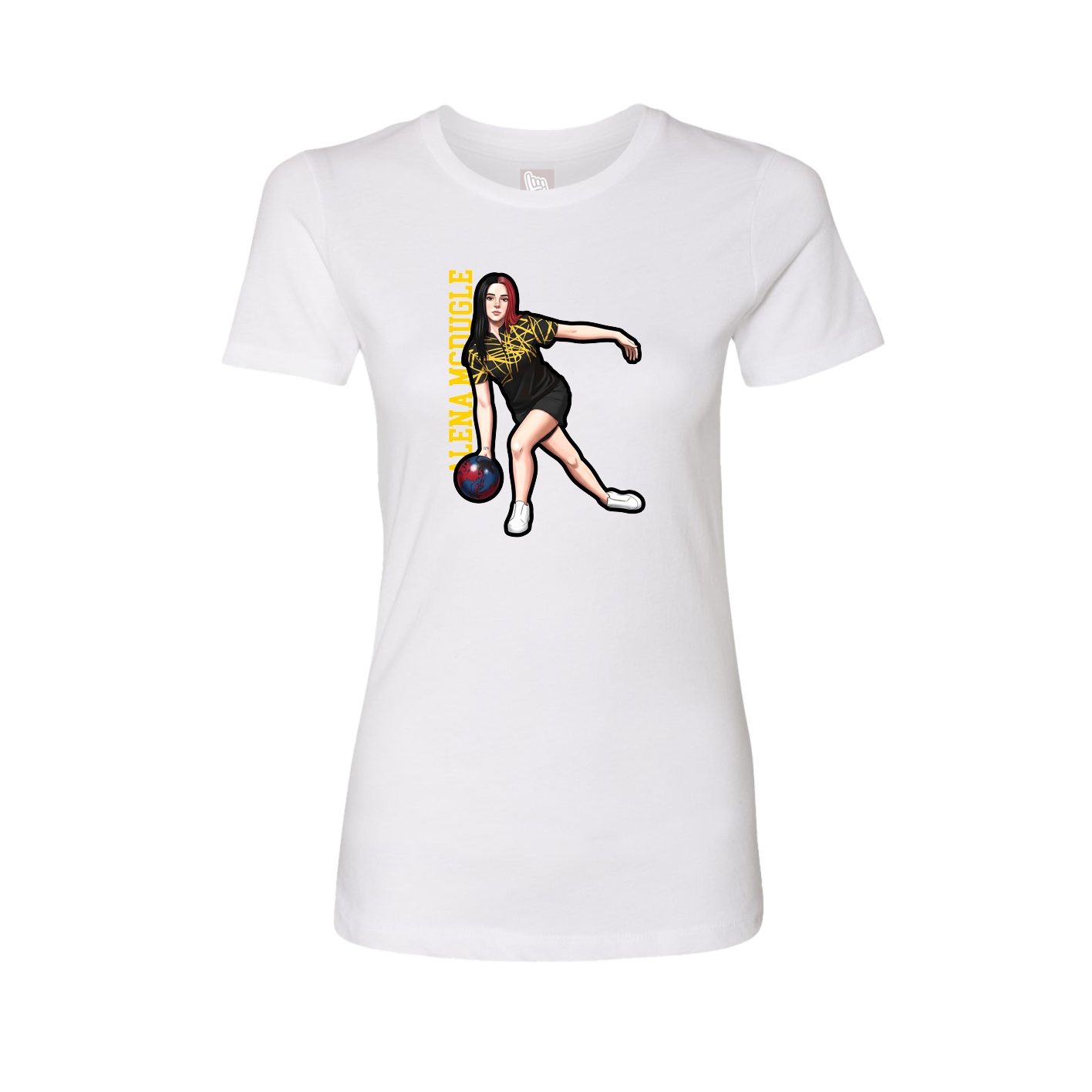 Womens Tee — Name Vertical in White