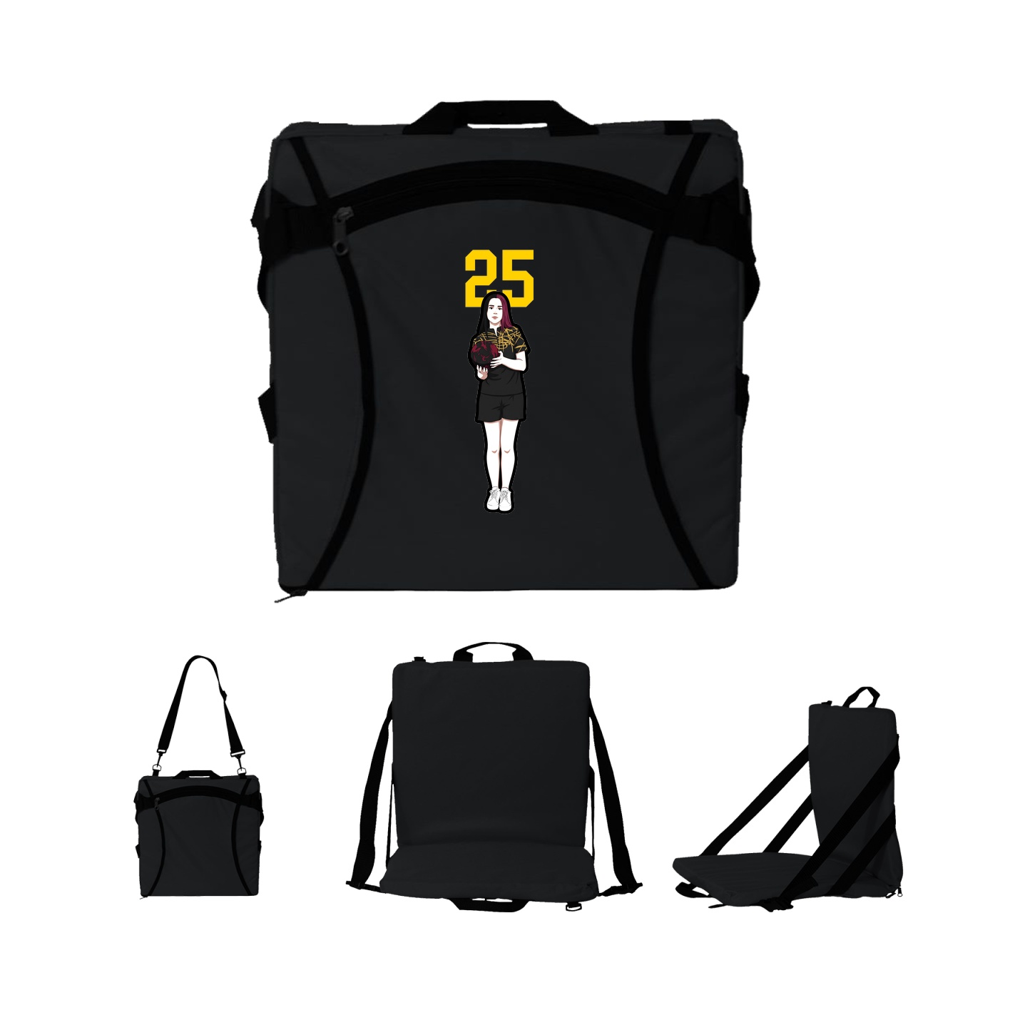 Folding Stadium Seat — Number Top in Black
