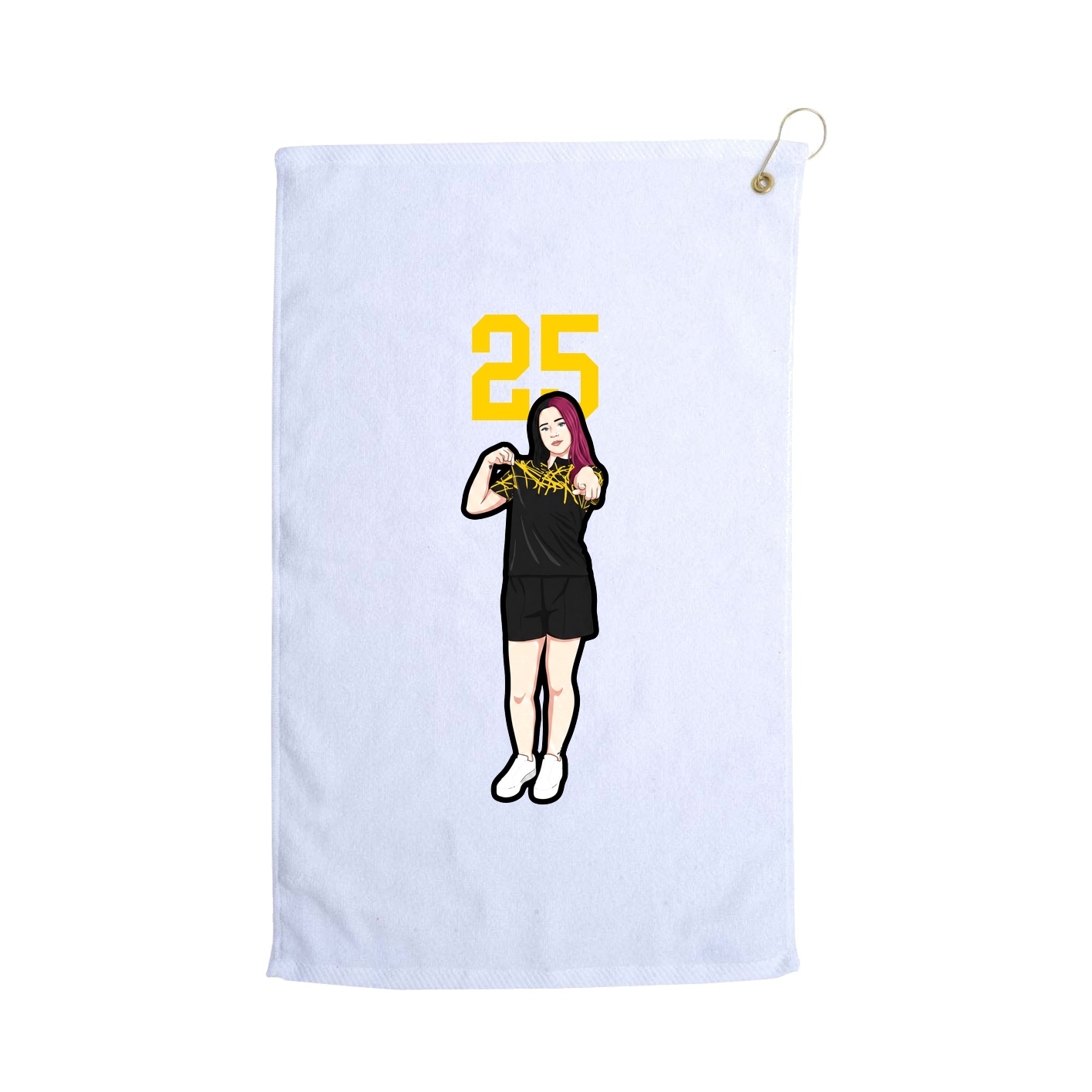 Golf Towel — Number Top in White