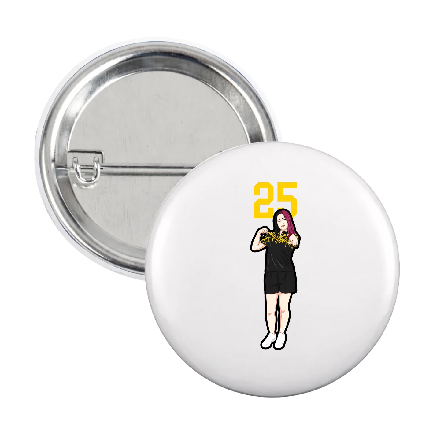 Game Day Button — Number Top in White