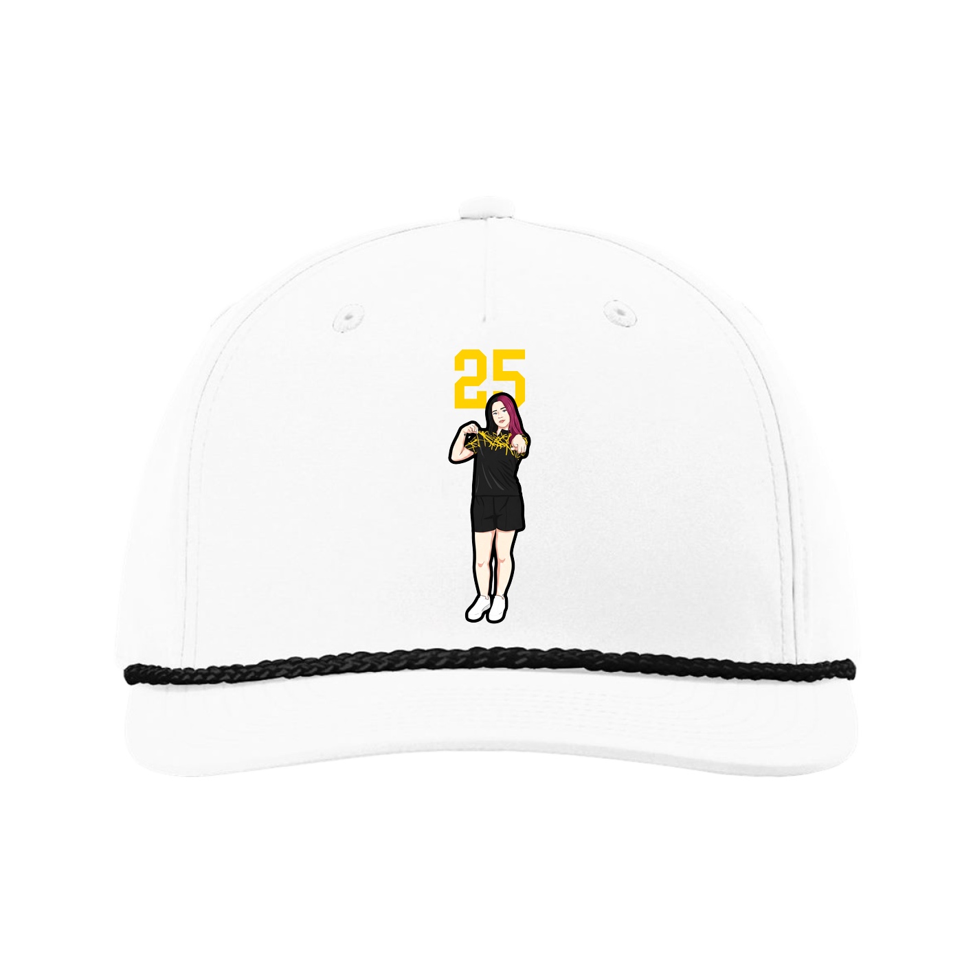 Five-Panel Classic Rope Cap — Number Top in White
