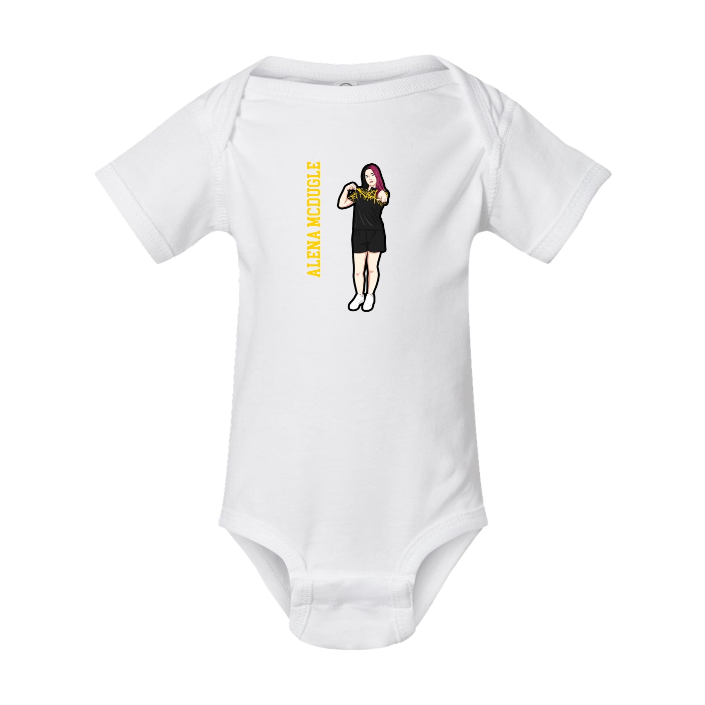 Baby Onesie — Name Vertical in White