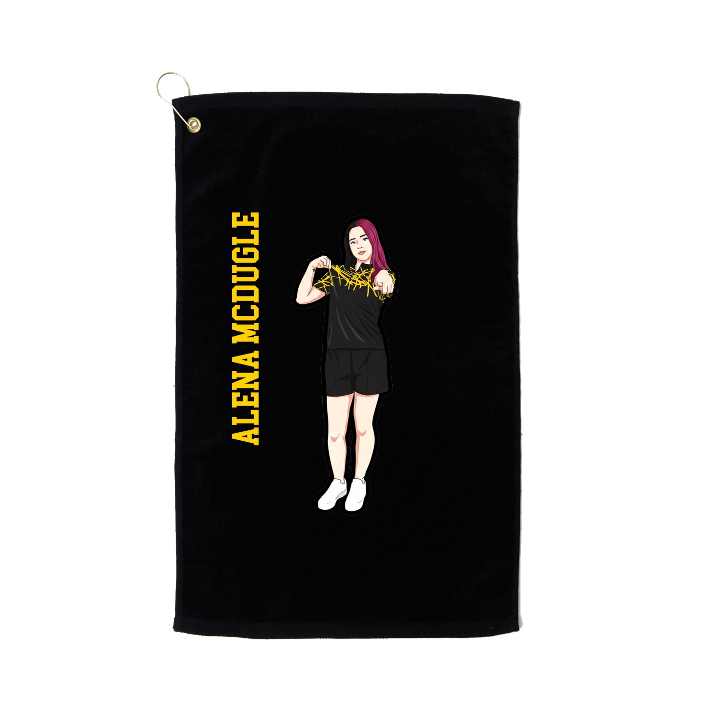 Golf Towel — Name Vertical in Black