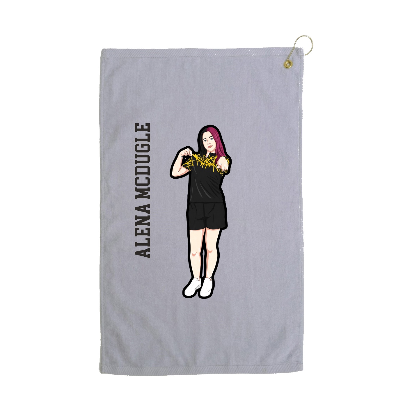 Golf Towel — Name Vertical in Grey