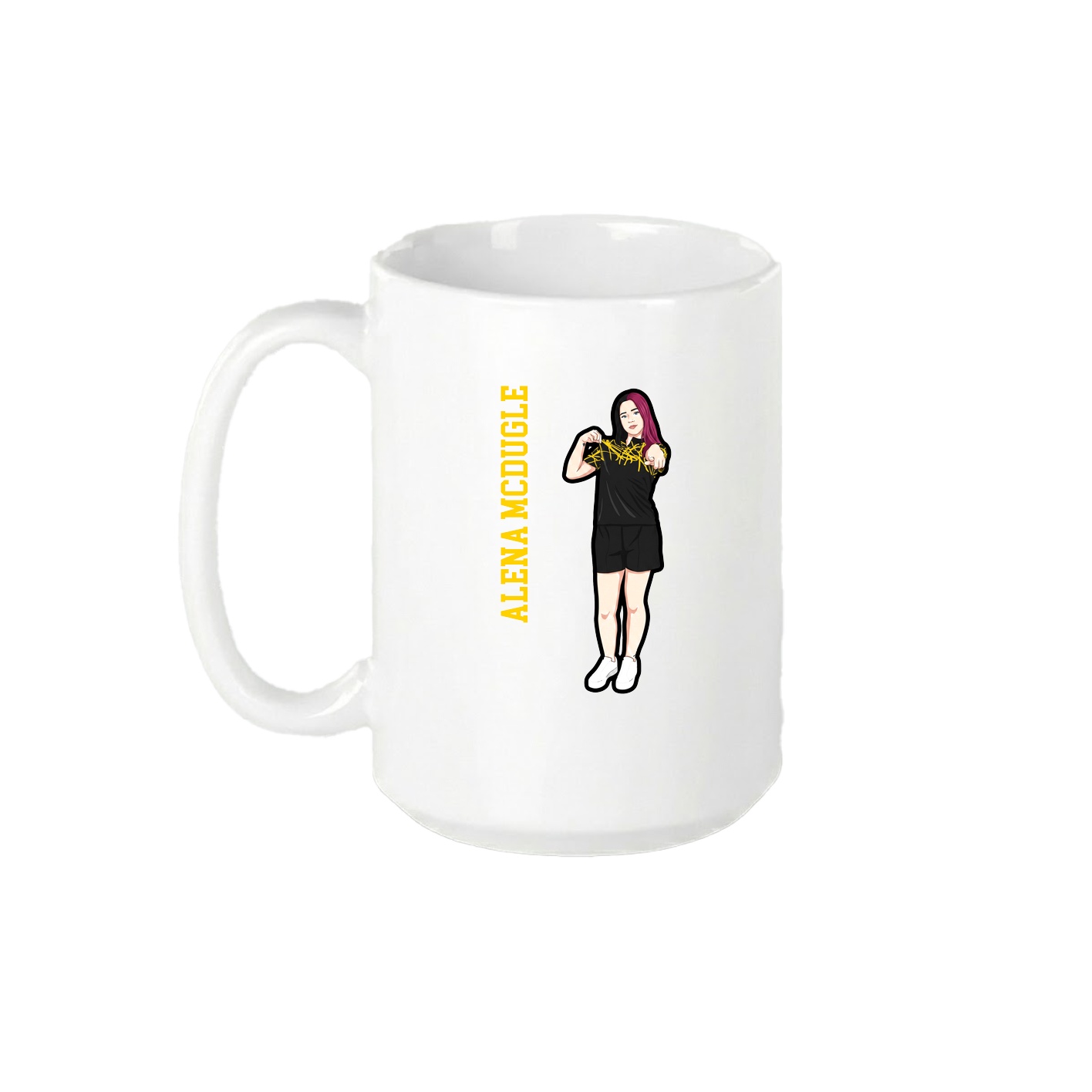 15oz Coffee Mug — Name Vertical in White
