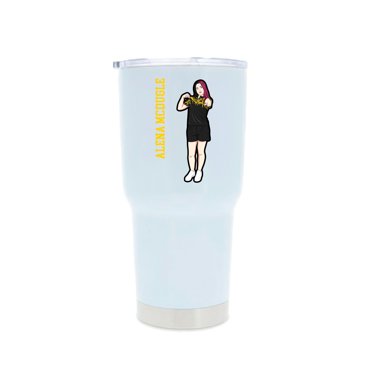 30oz Stainless Steel Tumbler — Name Vertical in White
