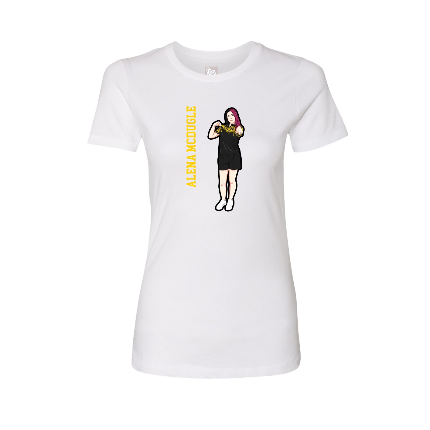 Fitted Women's Tee — Name Vertical in White