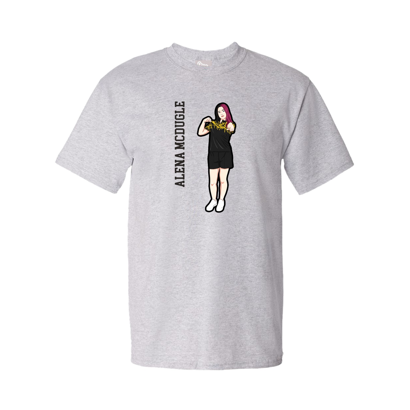 Youth Tee — Name Vertical in Grey
