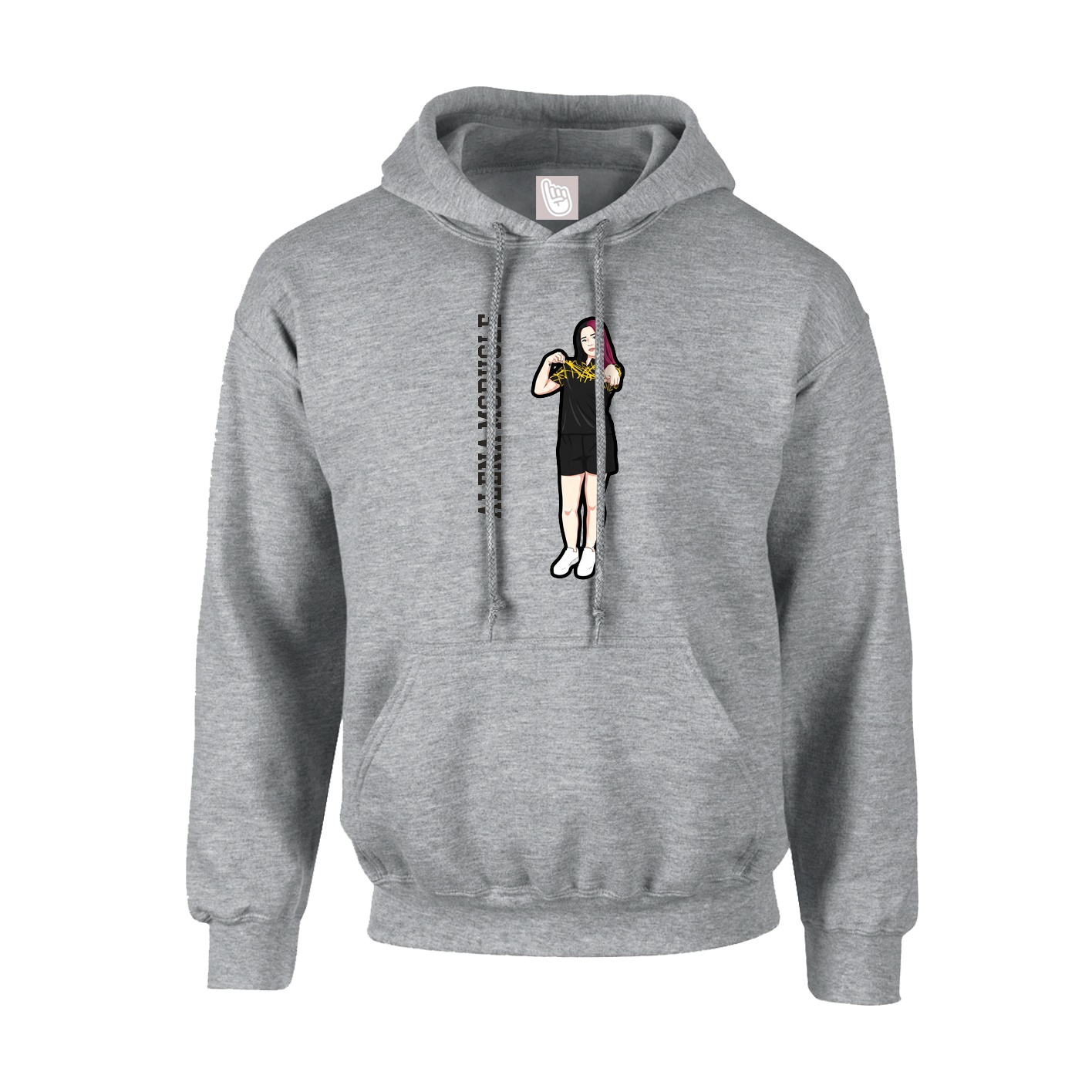 Hoodie — Name Vertical in Grey