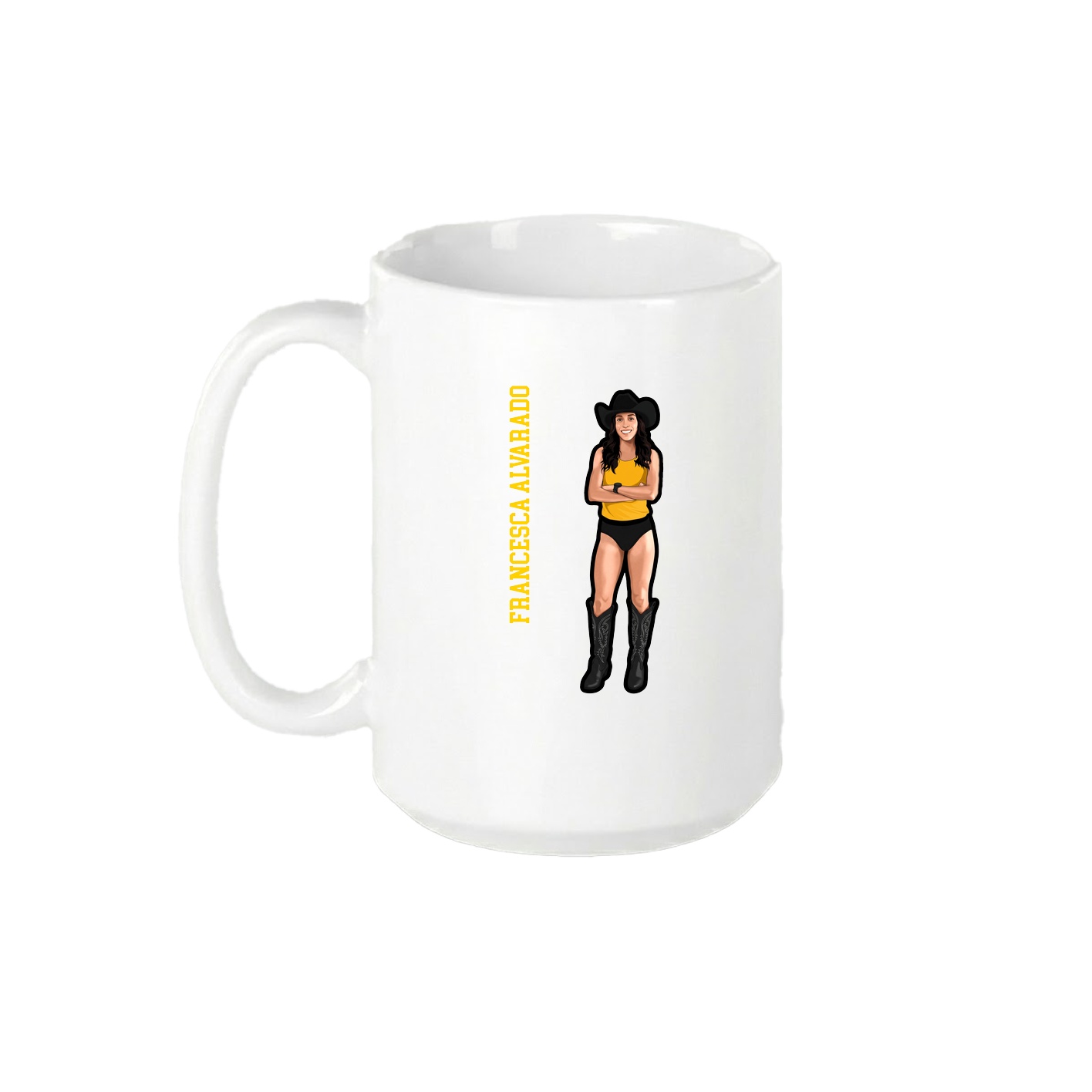 15oz Coffee Mug — Name Vertical in White