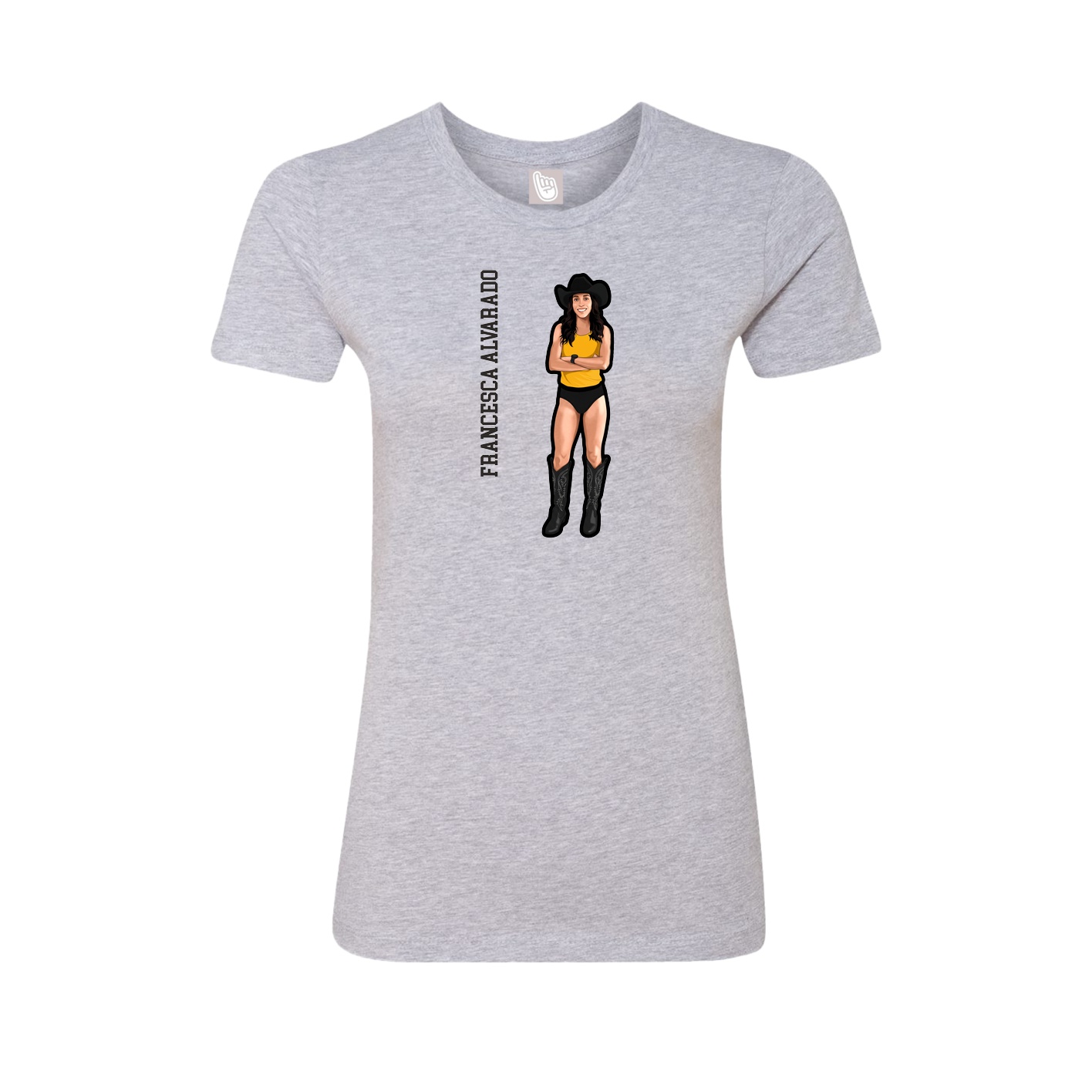 Womens Tee — Name Vertical in Grey