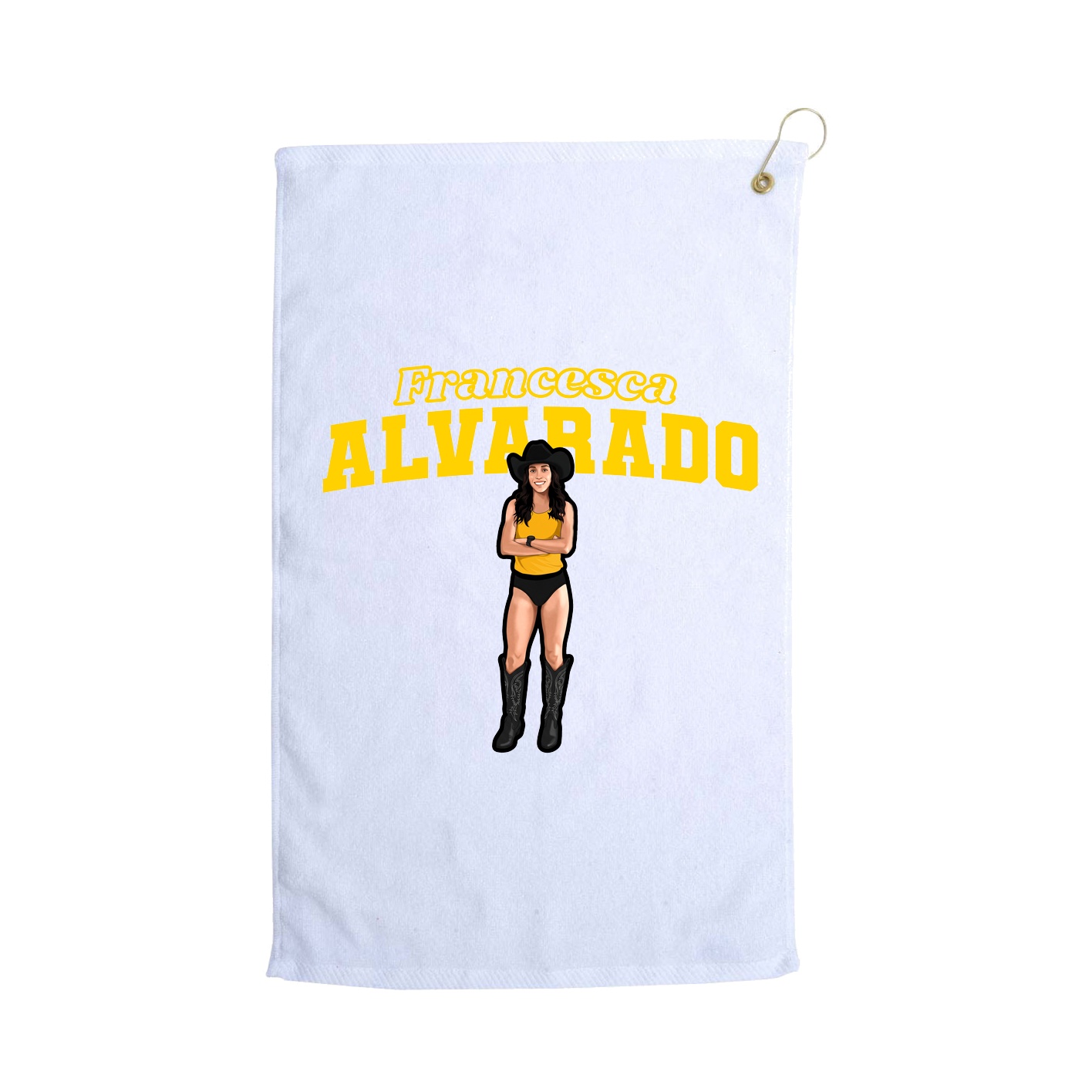 Golf Towel — Name Arch in White