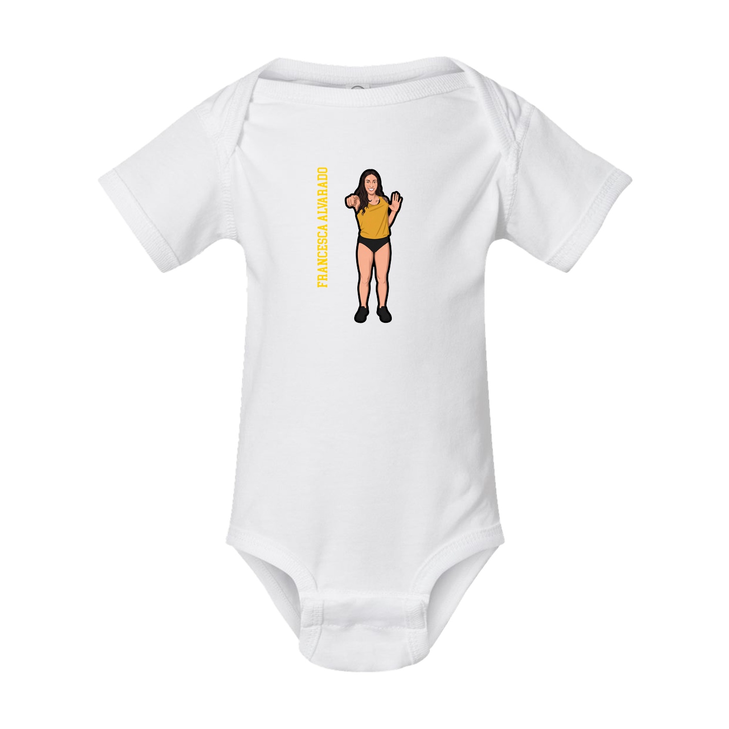 Baby Onesie — Name Vertical in White