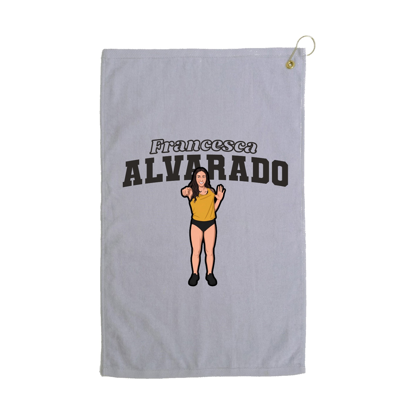 Golf Towel — Name Arch in Grey