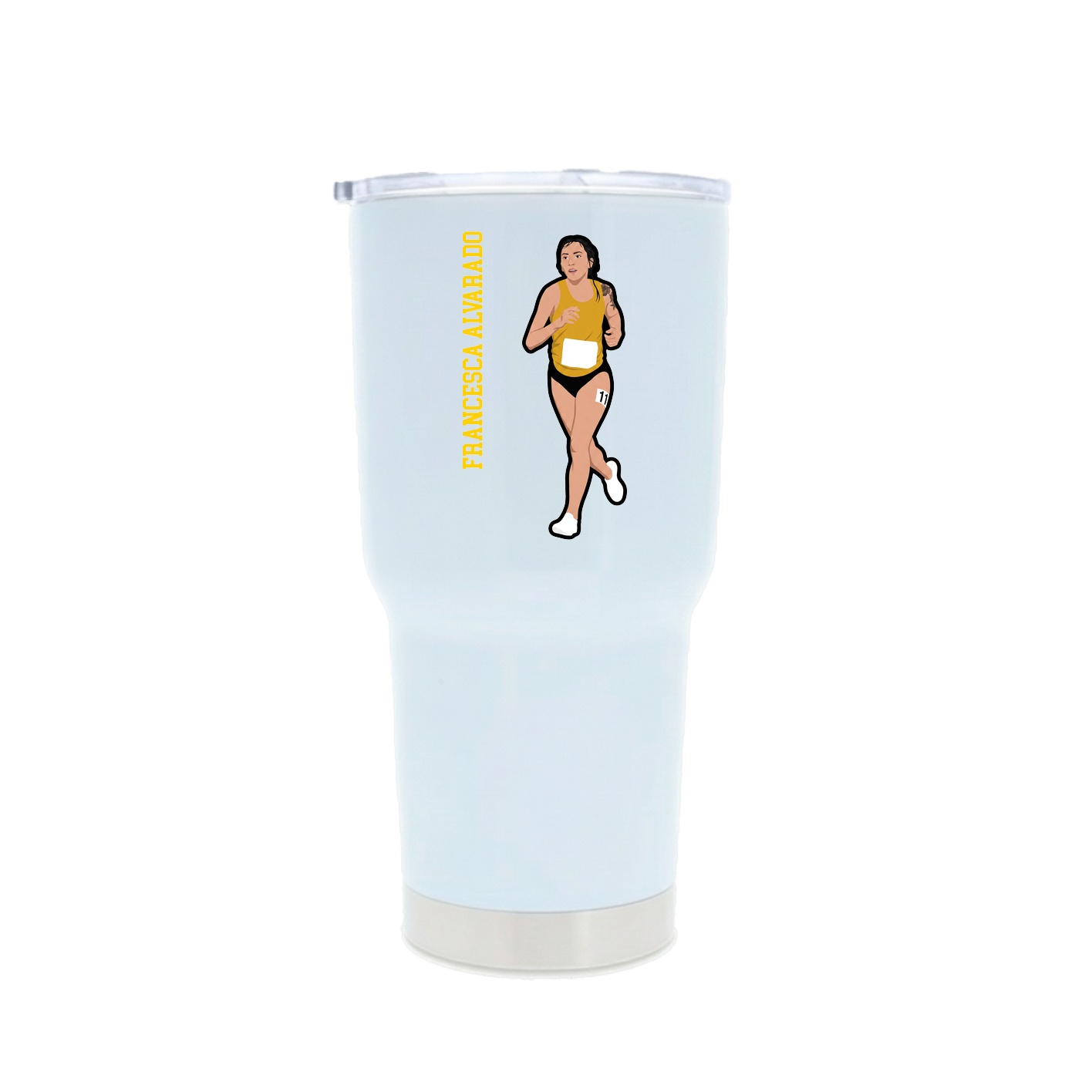 30oz Stainless Steel Tumbler — Name Vertical in White