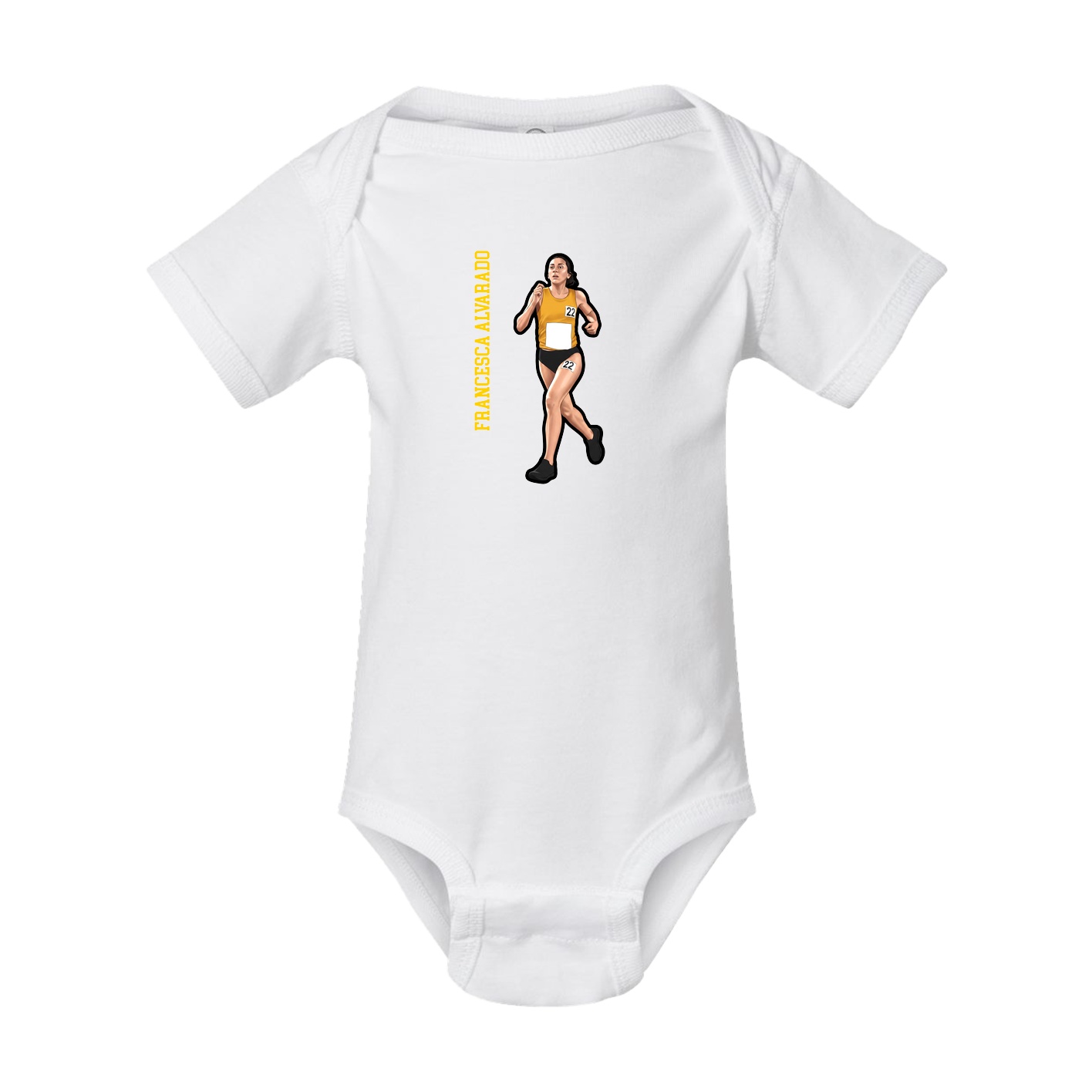 Baby Onesie — Name Vertical in White