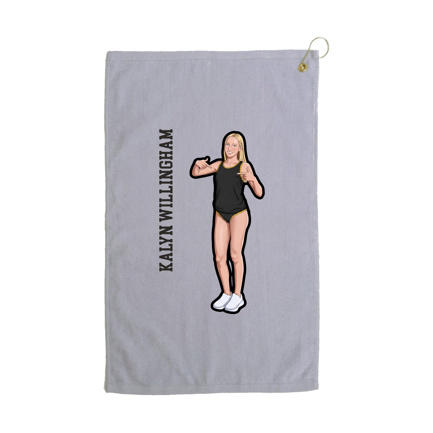 Golf Towel — Name Vertical in Grey
