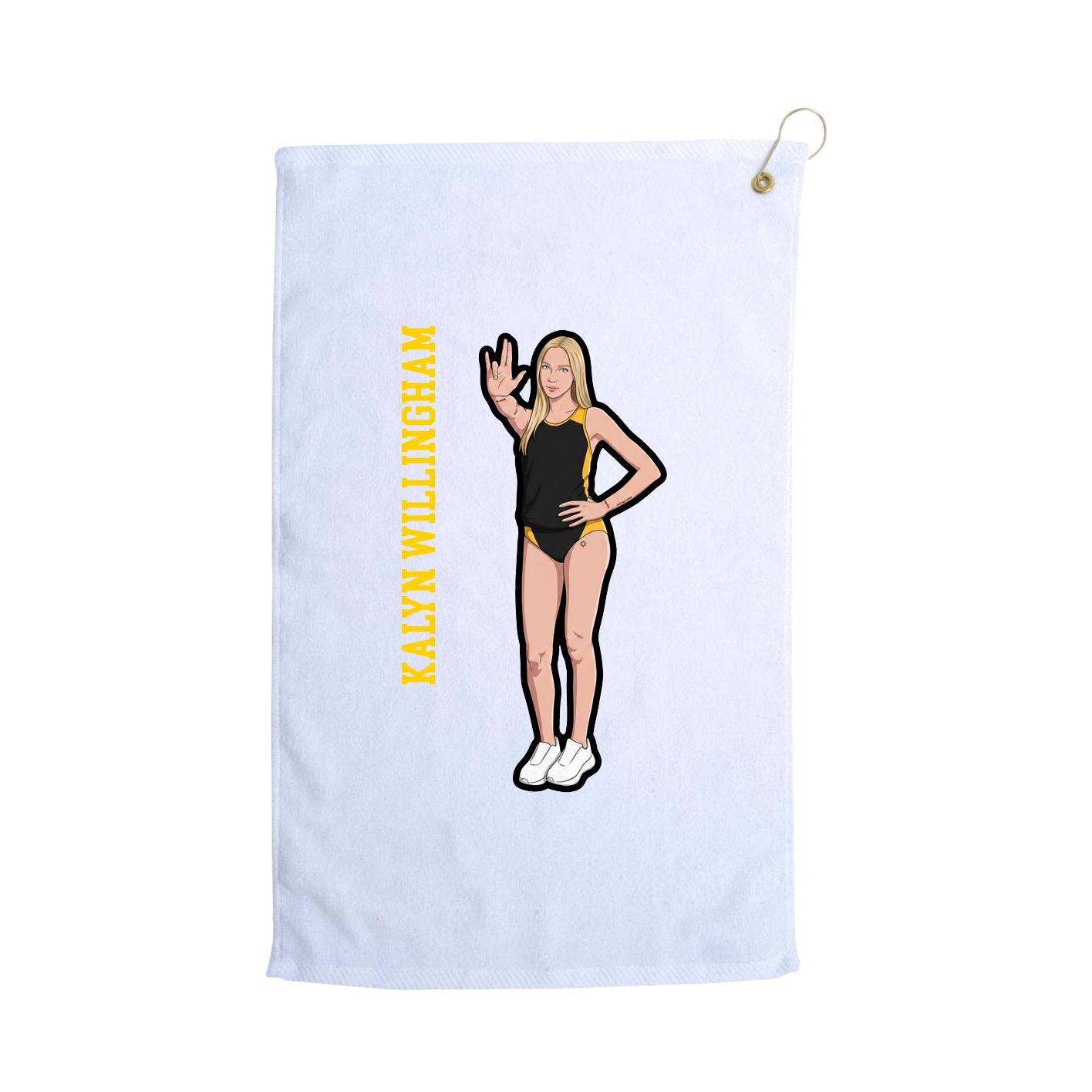Golf Towel — Name Vertical in White