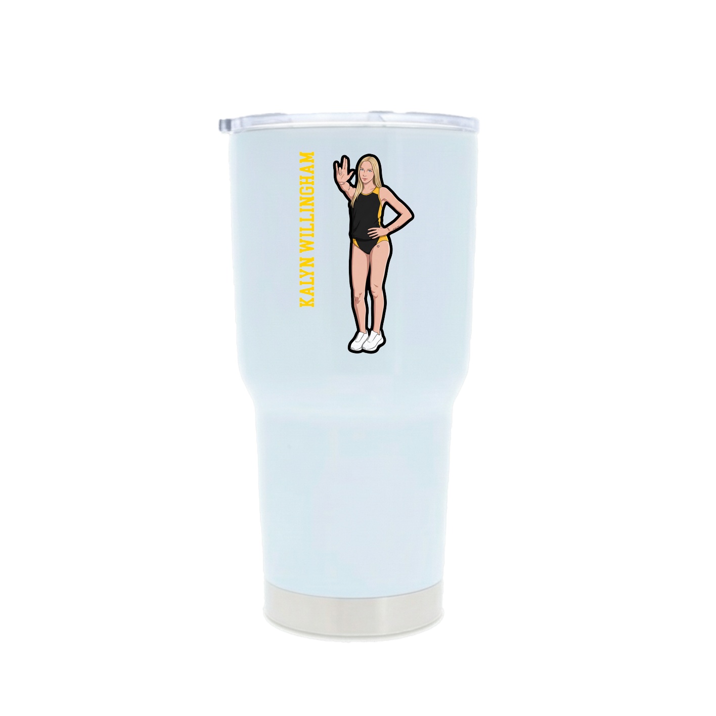 30oz Stainless Steel Tumbler — Name Vertical in White
