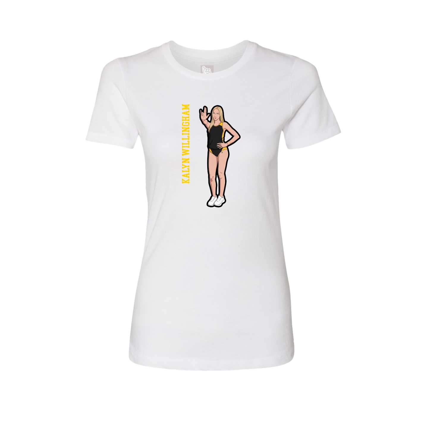 Fitted Women's Tee — Name Vertical in White