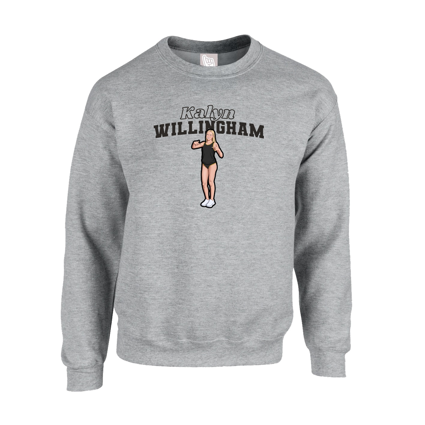 Fleece Crew — Name Arch in Grey