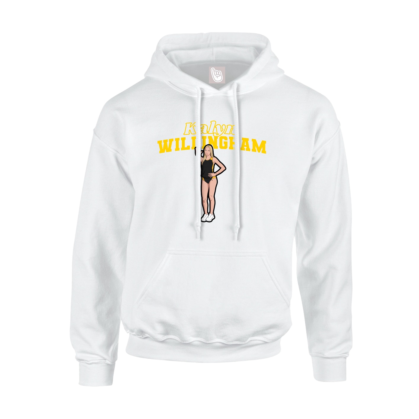 Youth Hoodie — Name Arch in White